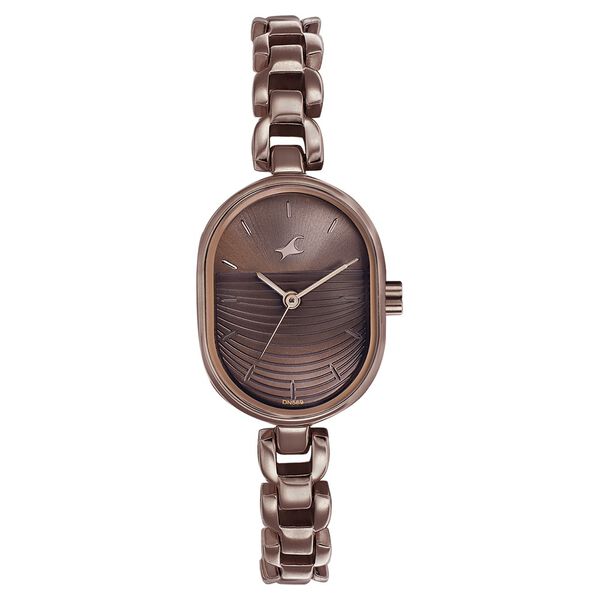 Fastrack Style Up Brown Dial Metal Strap Watch for Girls - image number 1