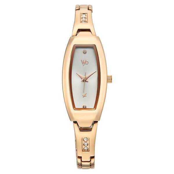 Vyb Manifester By Fastrack Quartz Analog Silver Dial Rose Gold Stainless Steel Strap Watch For Girls - image number 0