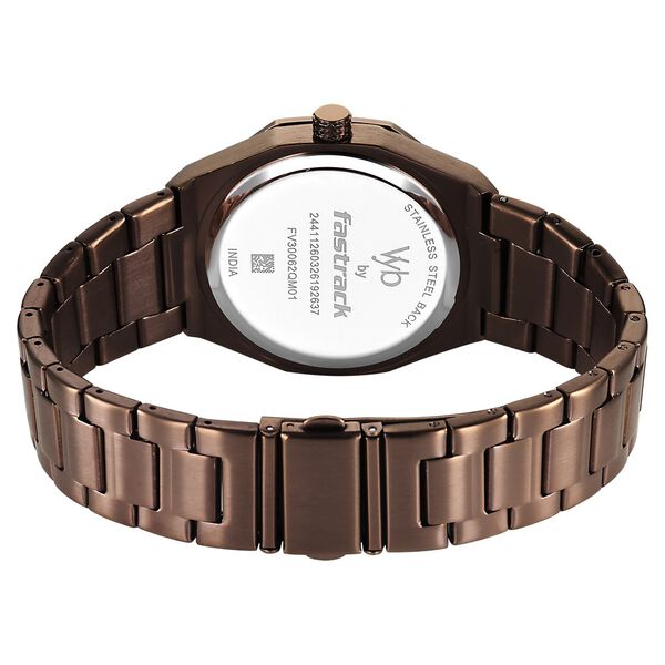 Vyb Challenger By Fastrack Quartz Analog Brown Dial Brown Stainless Steel Strap Watch For Guys - image number 5