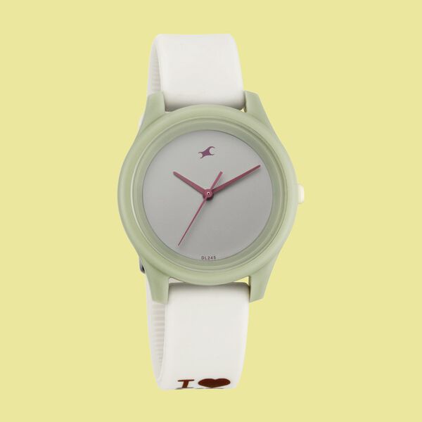 Fastrack Monochrome Quartz Analog Grey Dial Silicone Strap Watch for Girls - image number 0