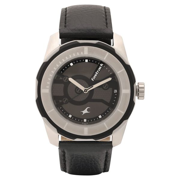 Fastrack Quartz Analog Black Dial Leather Strap Watch for Guys - image number 1