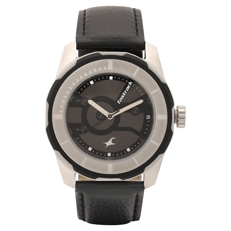 Fastrack Quartz Analog Black Dial Leather Strap Watch for Guys