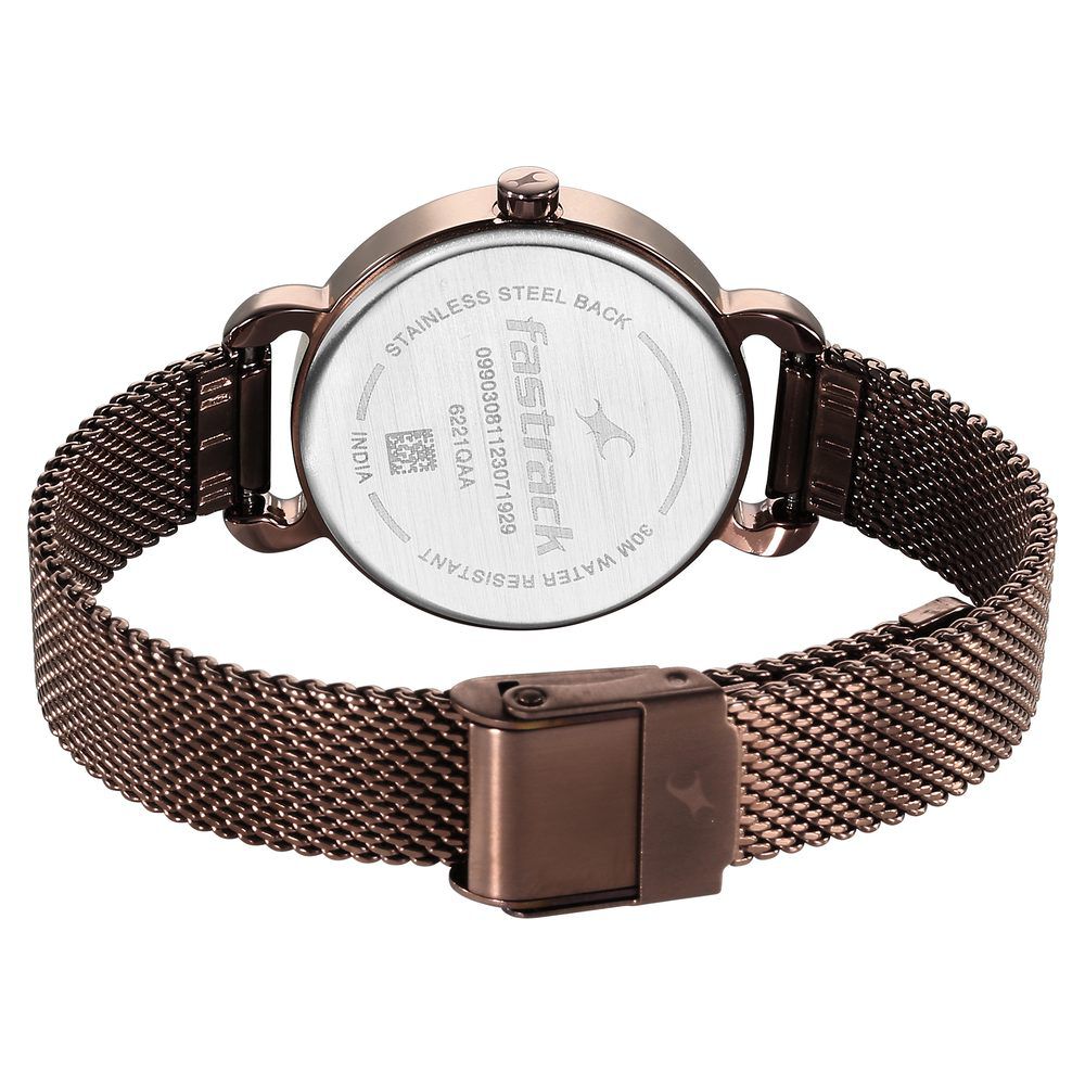 Buy Online Fastrack Pulse Quartz Analog Brown Dial Stainless Steel Strap Watch for Girls 6221qm01f p Fastrack