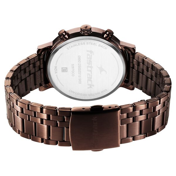Fastrack Kronos Multifunction Brown Dial Stainless Steel Strap Watch for Guys - image number 6