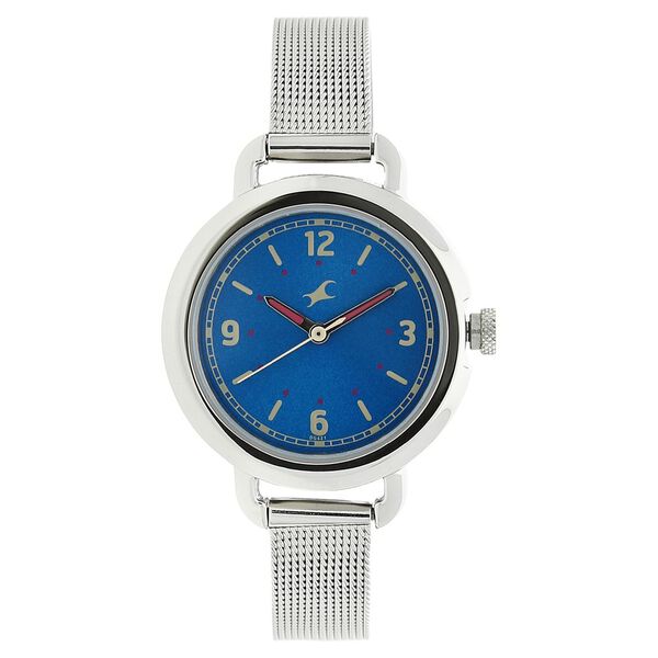 Fastrack Bare Basics Quartz Analog Blue Dial Stainless Steel Strap Watch for Girls - image number 0