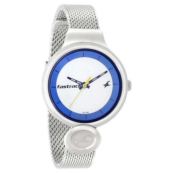 Fastrack Denim Quartz Analog White Dial Stainless Steel Strap Watch for Girls - image number 1