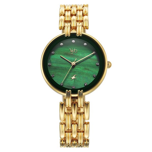Vyb Eclipse By Fastrack Quartz Analog Green Dial Metal Strap Watch For Girls - image number 2