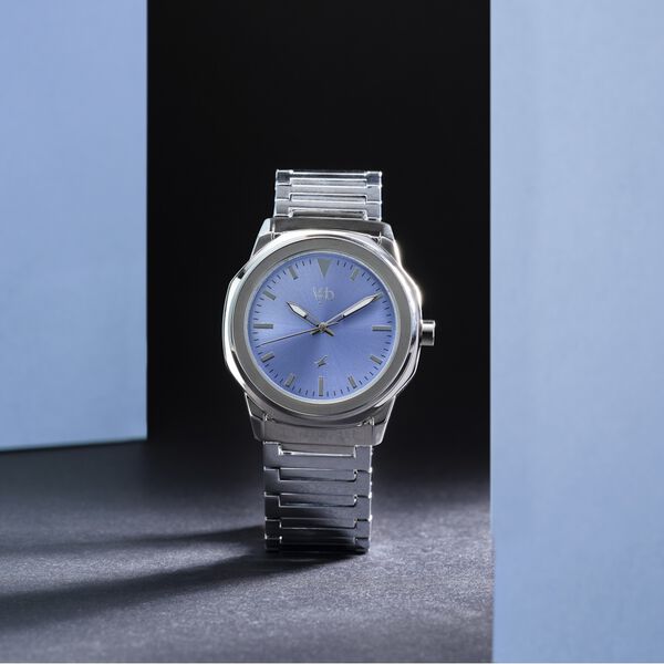 Fastrack Vyb Quest Quartz Analog Blue Dial Silver Color Metal Strap Watch For Guys - image number 0