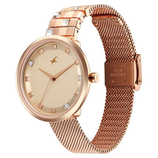 Fastrack Fleek Quartz Analog Pink Dial Stainless Steel Strap Watch for Girls - image number 2