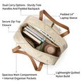 Quilted carry laptop backpack- beige - image number 3