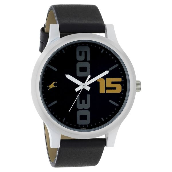 Fastrack Bold Quartz Analog Black Dial Leather Strap Watch for Guys - image number 1