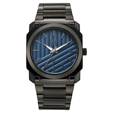 Vyb Challenger By Fastrack Quartz Analog Blue Dial Grey Stainless Steel Strap Watch For Guys