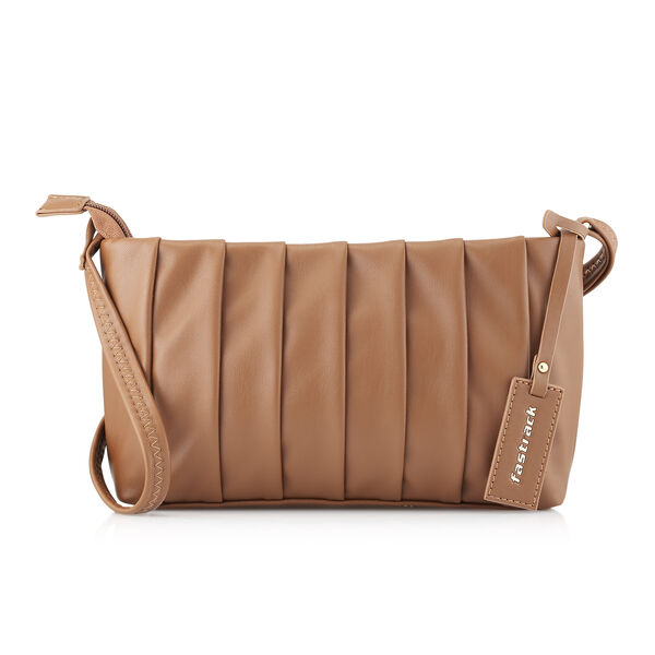 Fastrack Pleated Sling Bag in Tan - image number 1