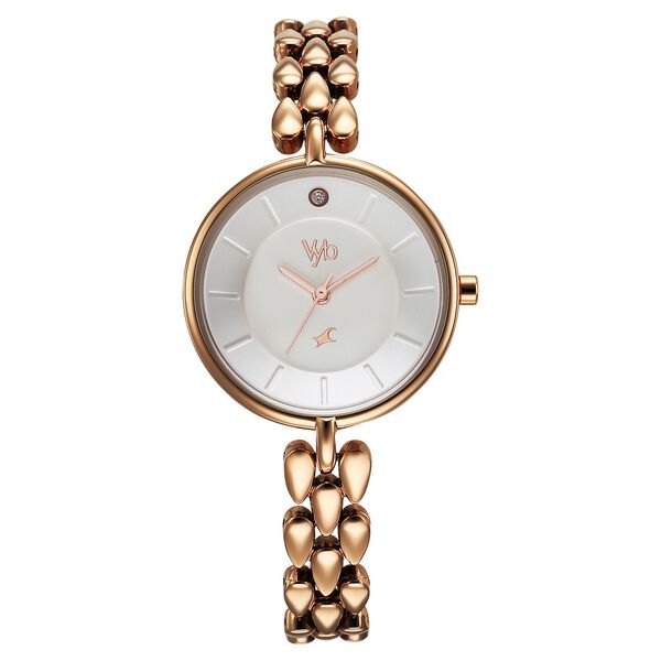 Vyb Enigma By Fastrack Quartz Analog White Dial Metal Strap Watch For Girls - image number 2