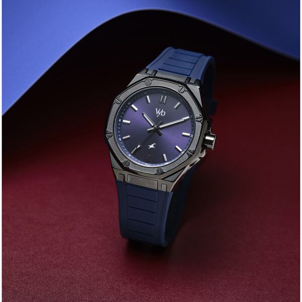 Fastrack Vyb Rebel Quartz Analog Blue Dial Blue Color Silicone Strap Watch For Guys - image number 0