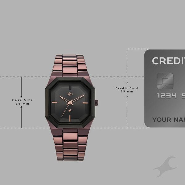 Vyb Pioneer By Fastrack Quartz Analog Black Dial Brown Metal Strap Watch For Guys - image number 3