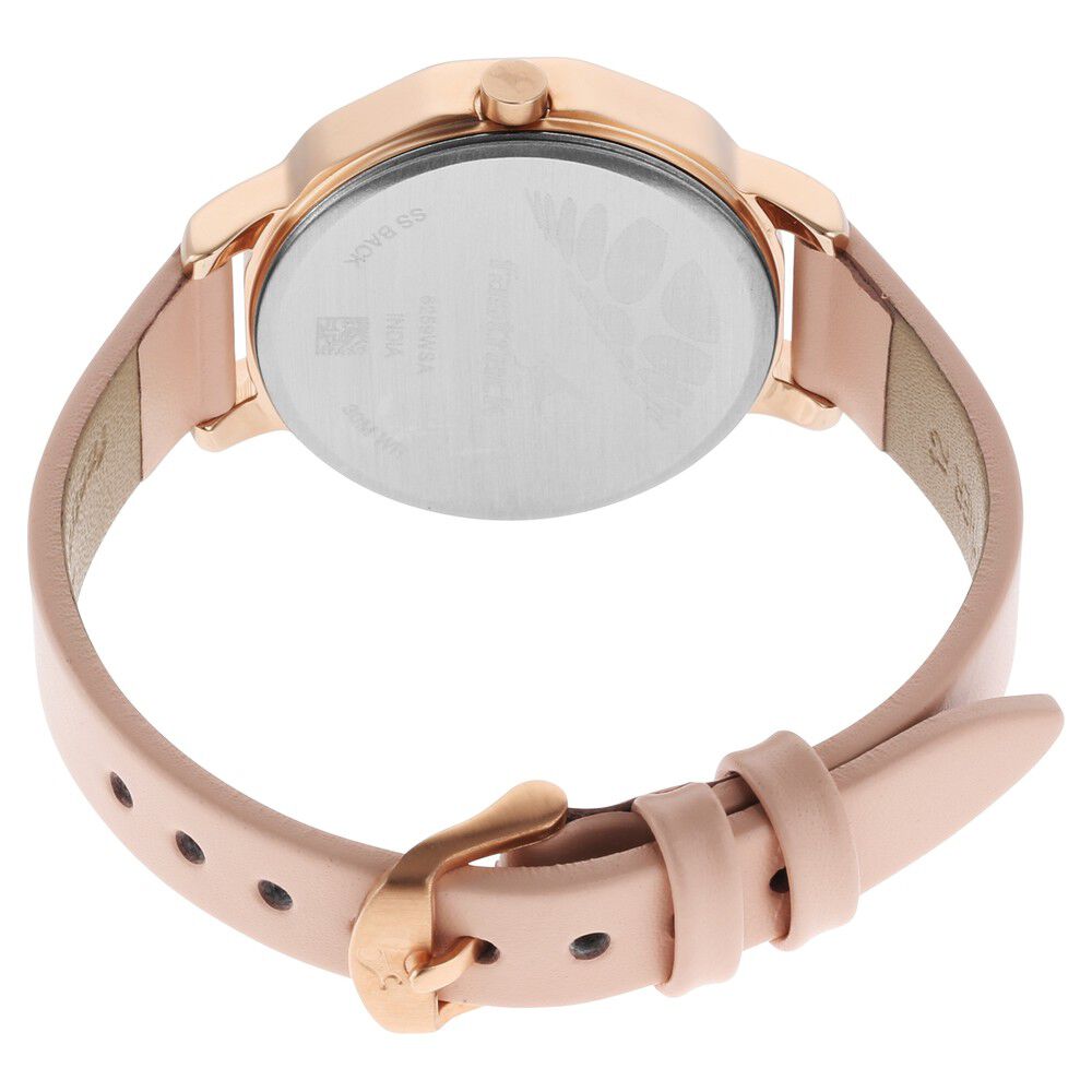 Fastrack Uptown Retreat Quartz Analog Rose Gold Dial Leather Strap