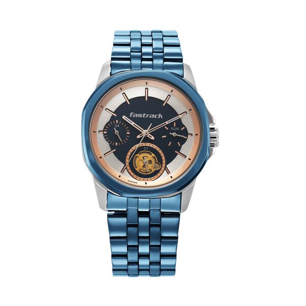 Fastrack Exuberant Quartz Analog Blue Dial Metal Strap Watch for Guys - image number 2