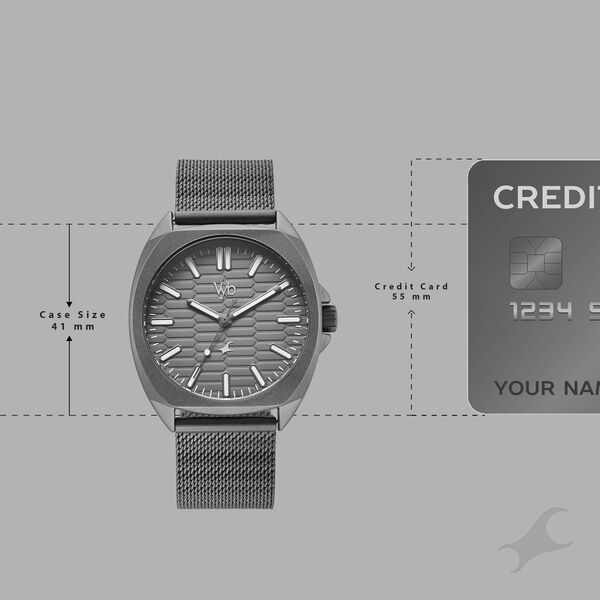 Vyb Aviator By Fastrack Quartz Analog Grey Dial Grey Stainless Steel Strap Watch For Guys - image number 3
