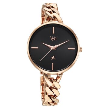 Vyb Spotlight By Fastrack Quartz Analog Black Dial Metal Strap Watch For Girls