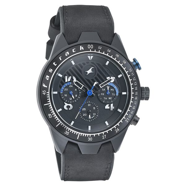 Fastrack All Nighters Quartz Multifunction Black Dial Leather Strap Watch for Guys - image number 1