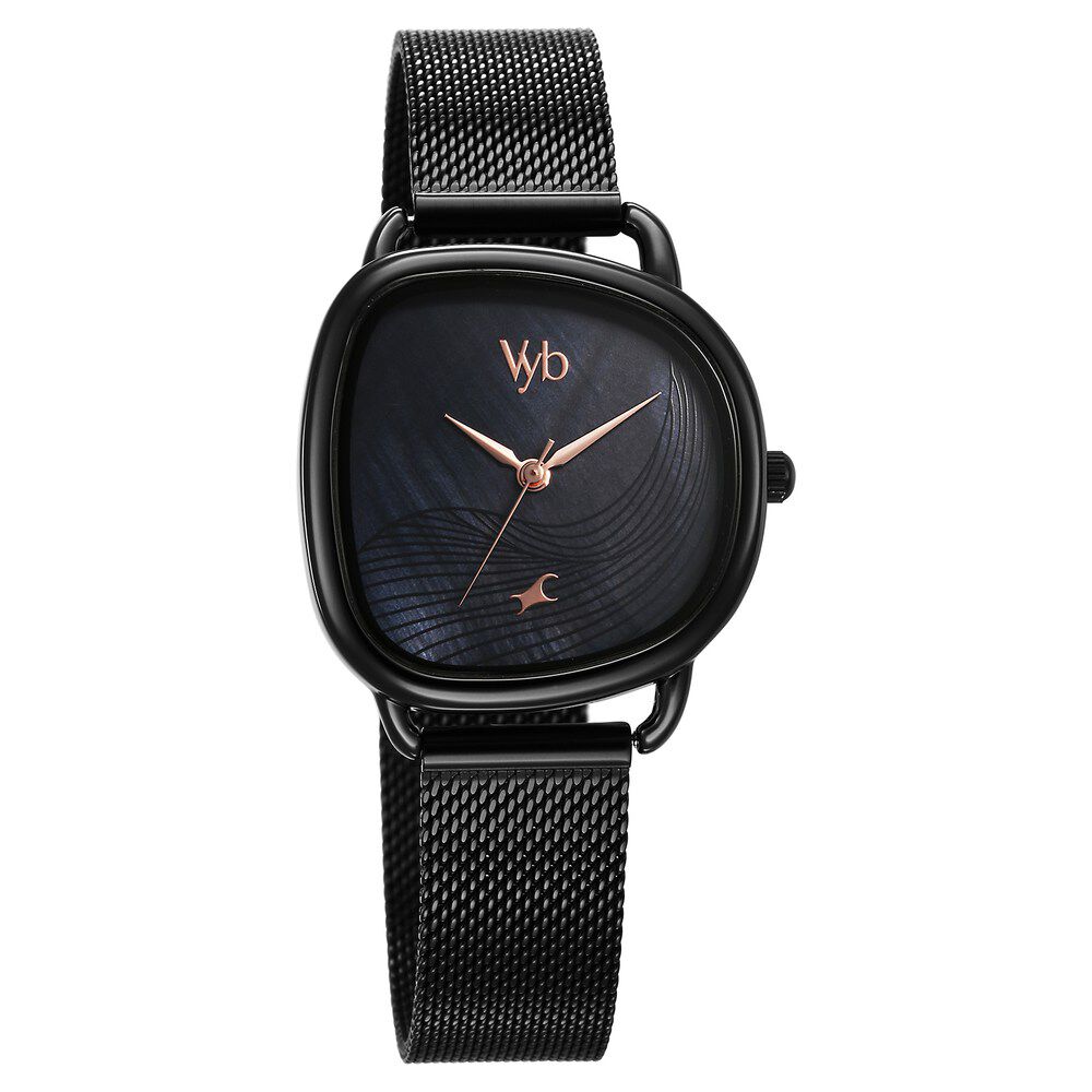 Buy Online Fastrack Vyb Manifester Quartz Analog Black Dial Stainless Steel Strap Watch for Girls fv60032nm01w Fastrack