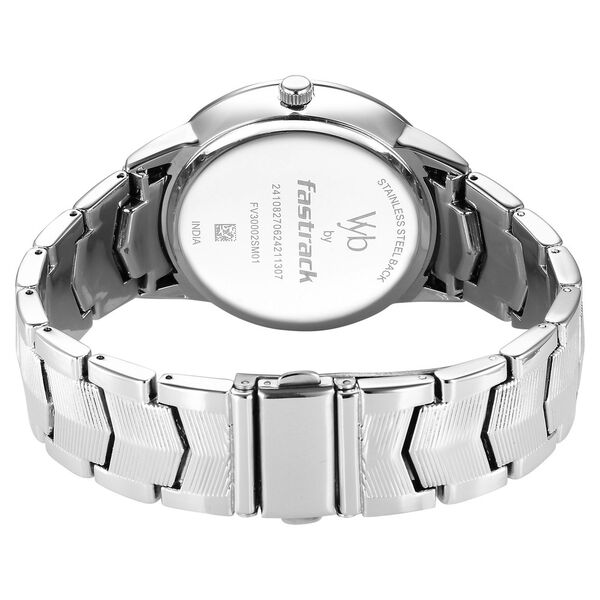 Fastrack Vyb Atlas Quartz Analog Silver Dial Silver Metal Strap Watch For Guys - image number 5