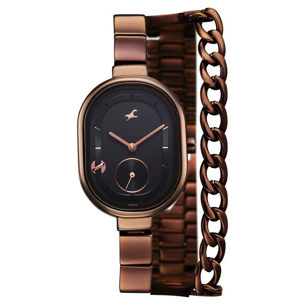 Fastrack Maximinimal Quartz Analog Black Dial Stainless Steel Strap Watch for Girls - image number 0