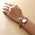Fastrack Vyb Siren Quartz Analog White Dial Rose Gold Color Metal Strap Watch For Girls - image number 5