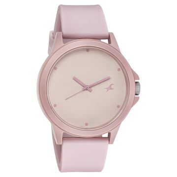 Fastrack Tees Quartz Analog Pink Dial Silicone Strap Unisex Watch