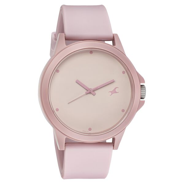 Fastrack Tees Quartz Analog Pink Dial Silicone Strap Unisex Watch - image number 0