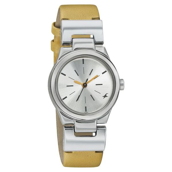 Fastrack Quartz Analog Silver Dial Leather Strap Watch for Girls - image number 0