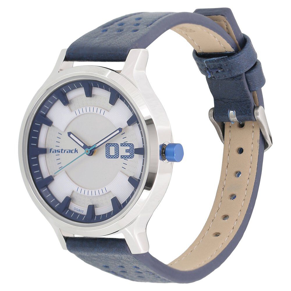 Fastrack Loopholes Quartz Analog White Dial Leather Strap Watch