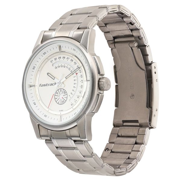 Fastrack Go Skate Quartz Analog with Day and Date White Dial Stainless Steel Strap Watch for Guys - image number 2