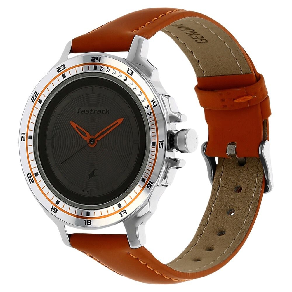 Fastrack Quartz Analog Grey Dial Leather Strap Watch for Girls