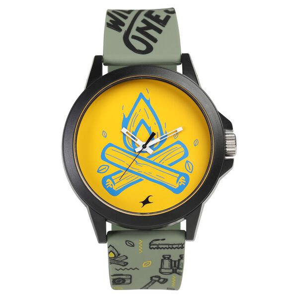 Fastrack Wicked Lines Quartz Analog Yellow Dial Silicone Strap Unisex Watch - image number 0