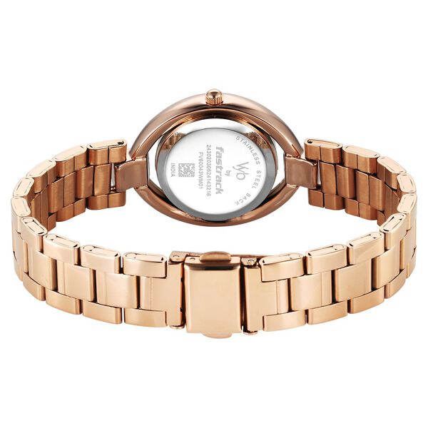 Fastrack Vyb Celeste Quartz Analog Mother of Pearl Dial Rose Gold Metal Strap Watch For Girls - image number 5