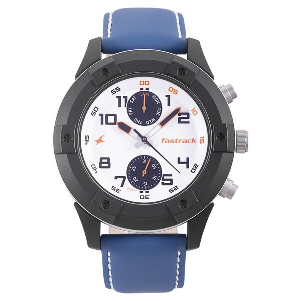 Fastrack Modular Quartz Analog White Dial Leather Strap Watch for Guys - image number 1