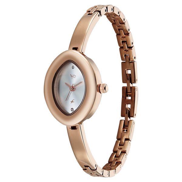 Vyb Luna By Fastrack Quartz Analog White Dial Rose Gold Metal Strap Watch For Girls - image number 2