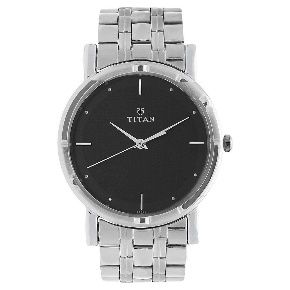 Titan Men s Elegance Watch Black Dial with Sleek Link Strap