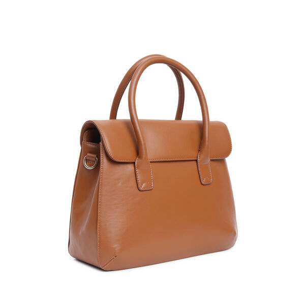 Fastrack Large Satchel Bag for Women | Structured, Stylish Bag With Spacious Compartments | Classic Work Bag Made of High Quality Faux Leather (Tan) - image number 1