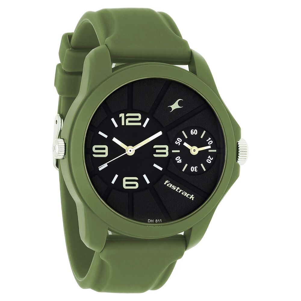 Fastrack Quartz Analog Black Dial Silicone Strap Watch for Guys