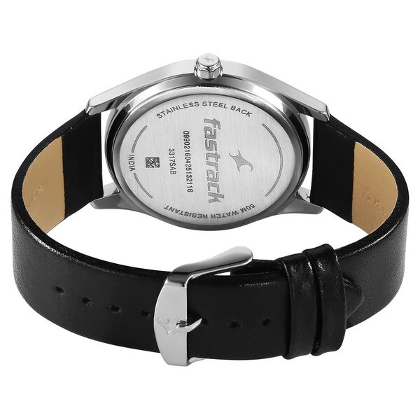 Fastrack Groove Quartz Analog Grey Dial Black Leather Strap Watch For Guys - image number 5