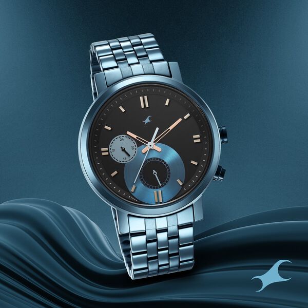 Fastrack Tick Tock Quartz Multifunction Black Dial Metal Strap Watch for Guys - image number 0
