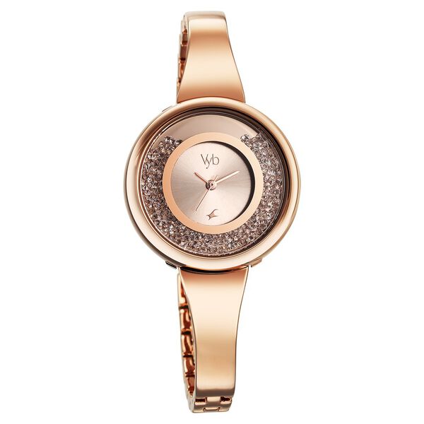 Fastrack Vyb Diva Quartz Analog Rose Gold Dial Rose Gold Metal Strap Watch For Women - image number 1