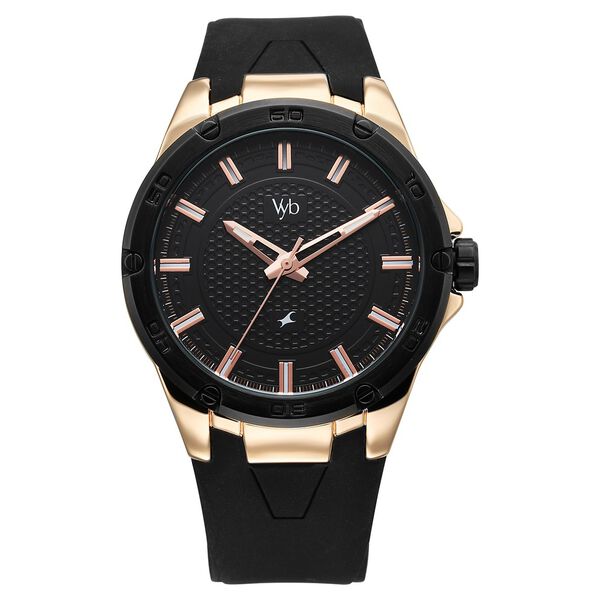 Vyb Challenger By Fastrack Quartz Analog Black Dial Silicone Strap Watch For Guys - image number 2