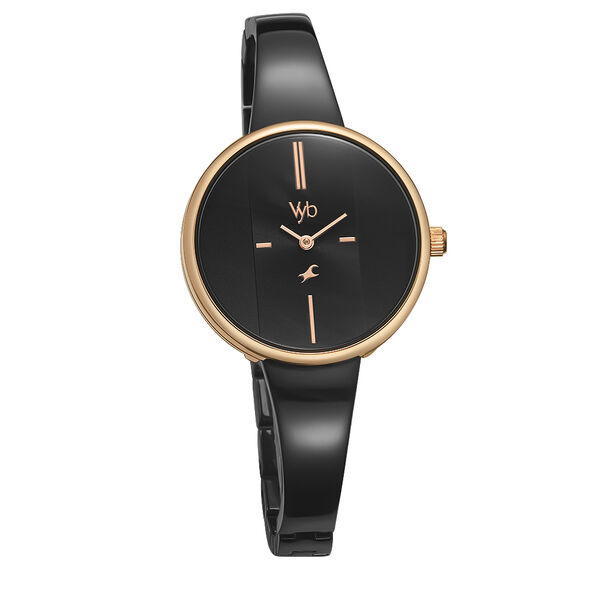 Fastrack Vyb Siren Quartz Analog Black Dial Metal Strap Watch for Girls - image number 1