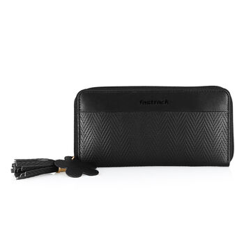 Fastrack Black Textured Zip-around Wallet