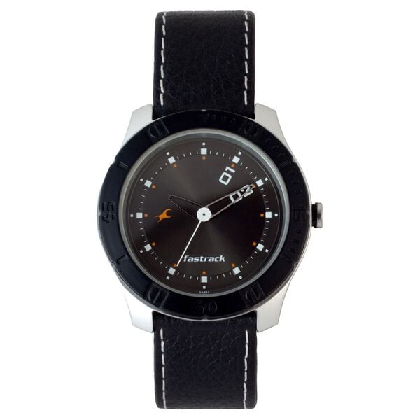 Fastrack Quartz Analog Black Dial Leather Strap Watch for Guys - image number 0
