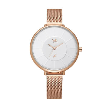 Fastrack Vyb Halo Quartz Analog White Dial Stainless Steel Strap Watch for Girls